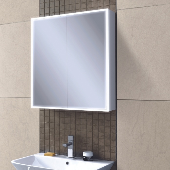 Product Lifestyle image of the HIB Qubic 600mm LED Mirror Cabinet